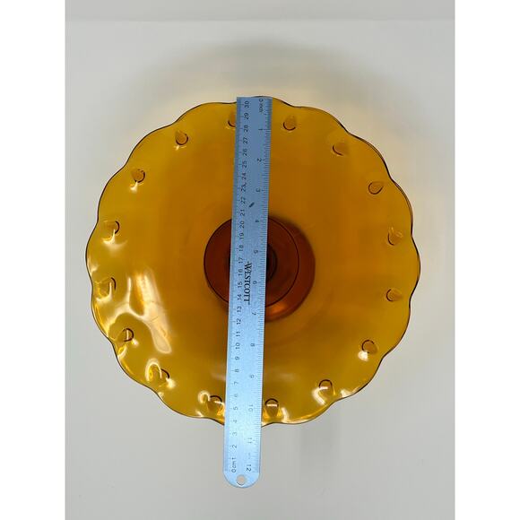 Indiana Glass Amber Teardrop Cake Plate Stand Glass Pedestal Footed - Picture 7 of 8